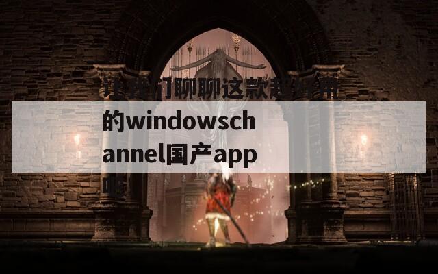 让我们聊聊这款超好用的windowschannel国产app吧！
